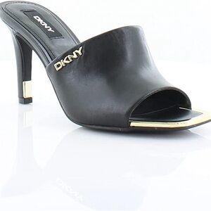 DKNY Black and Gold Mules with Elegant Accents
